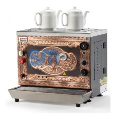 Ateşe Sümela Analog Çay Kazanı, 2 Demlikli, Gazlı + Elektrikli